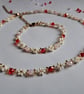 Red & Pink crystal Beaded Necklace & Bracelet set