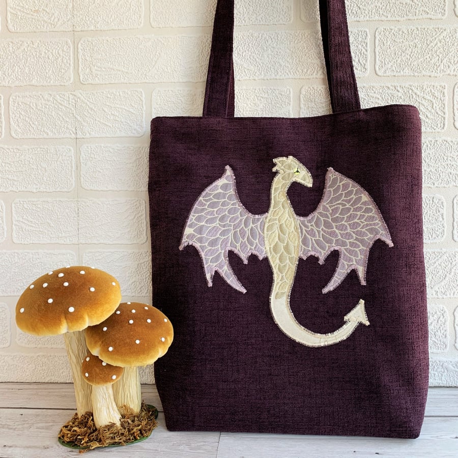 Purple dragon tote bag