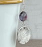Botanical silver pendant with leaf design and fluorite bead. - Image 4