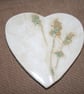 2 x Handmade white & green Heart & lavender  ceramic decoration - Image 2