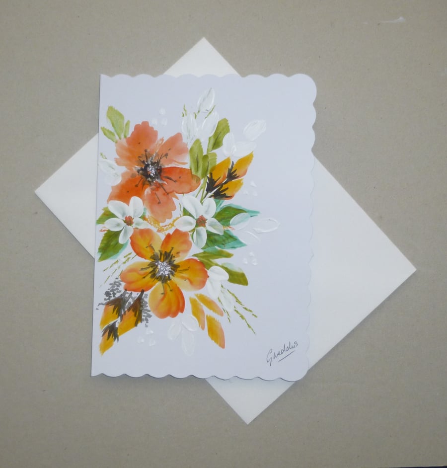 original art floral all occasion greetings card ( ref FA170 A1 )
