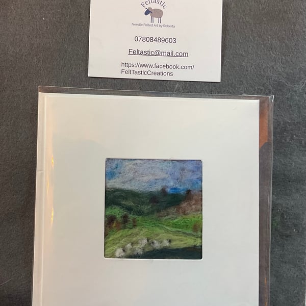 Needle Felted Country Scene Blank Greeting Card