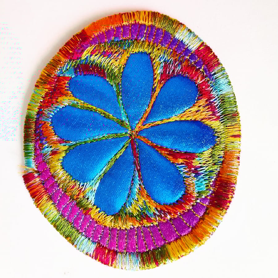 Textile Brooch Free Machine Embroidery 