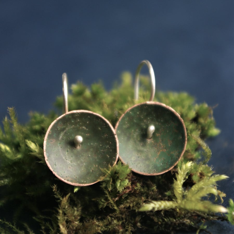 Green Mossy Copper  Earrings