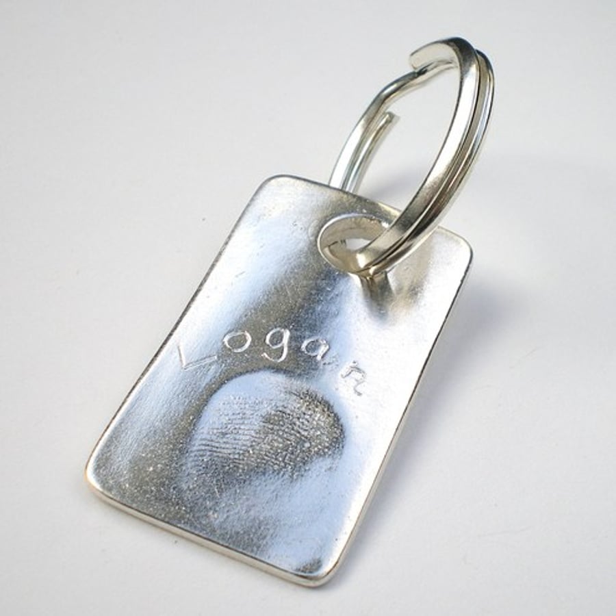 Imprint Me Silver Fingerprint Key Ring Folksy