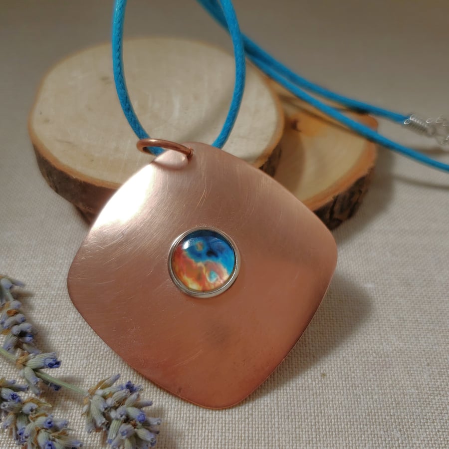 Recycled copper yinyang statement pendant