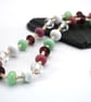 purple, pink and green lampwork glass necklace - Image 1