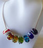Murano Lampwork Glass Bead Rainbow Necklace B