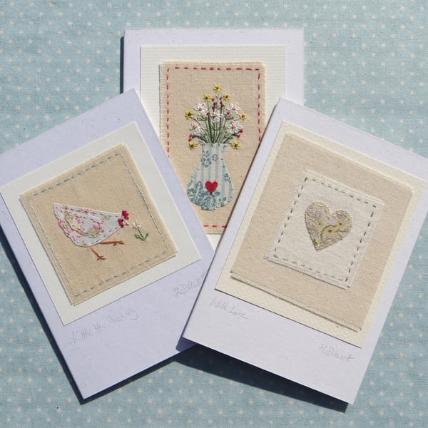 SPECIAL OFFER pack of three hand-stitched cards at a reduced price!