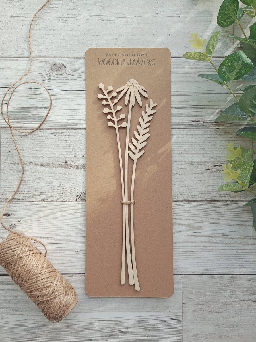 Wooden Flowers, Paint Your Own Forever Flowers, Scent Diffuser,  Daisy Set