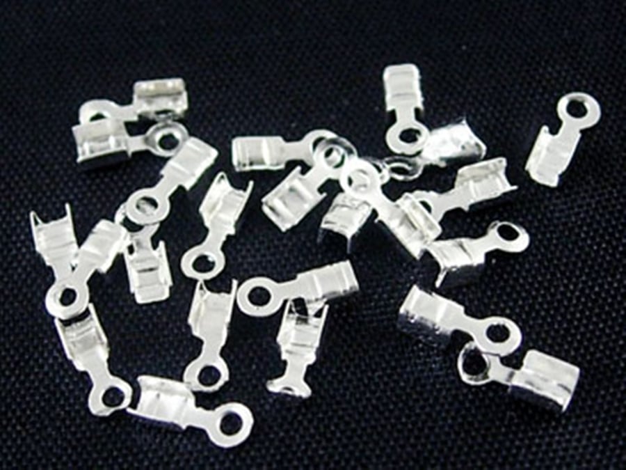 100 x Jewellery Making Cord Ends - 6.5mm - Silver Tone 