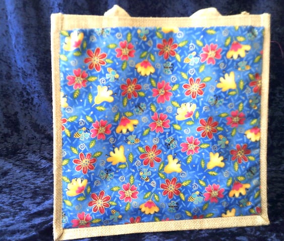 Medium Sized Jute Bag with Fabric Pocket