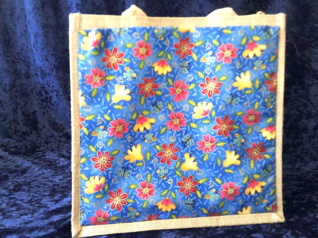 Medium Sized Jute Bag with Fabric Pocket