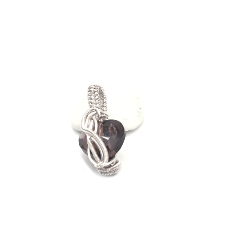 Heart pendant, glass heart, wire wrapped pendant 