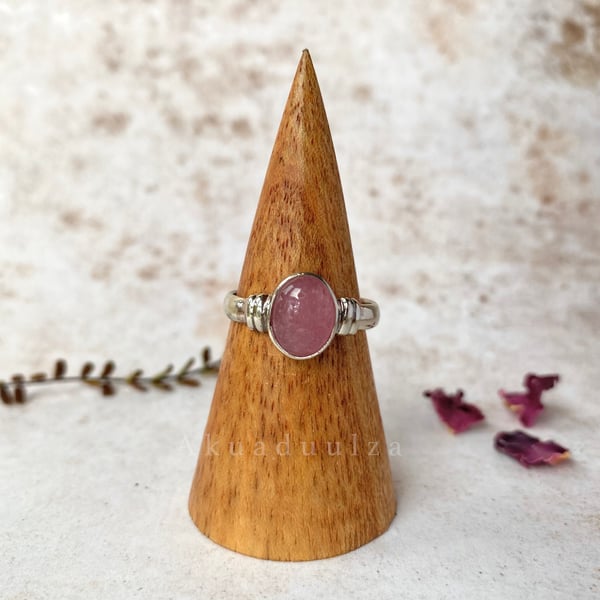  Pink Stone Oval Ring, Hippie Boho, Handmade Ring, Gift for Her,