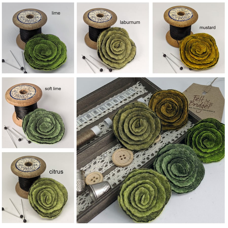 Art deco inspired rose brooch - the green selection