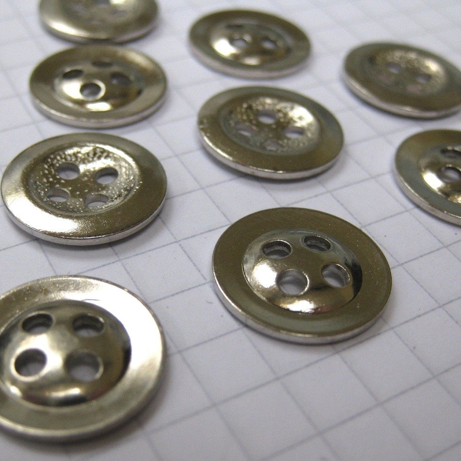 10 Small Silver Buttons