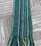Handwoven statement scarf in shades of lime green and blue - Image 3