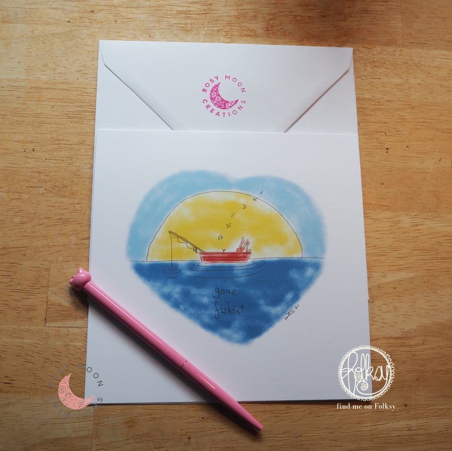 Gone Fishin’ & Whistlin’ Blank Card