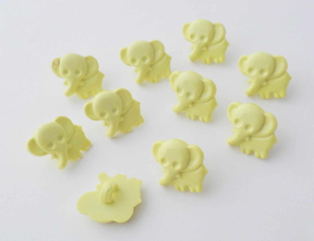 Yellow elephant baby buttons for knitting and crochet 15mm