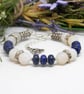 Lapis Lazuli And Agate Memory Wire Beaded Bracelet - Image 3