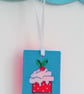 Christmas Cup Cake Cross Stitch decoration with Sequin detail - Image 2