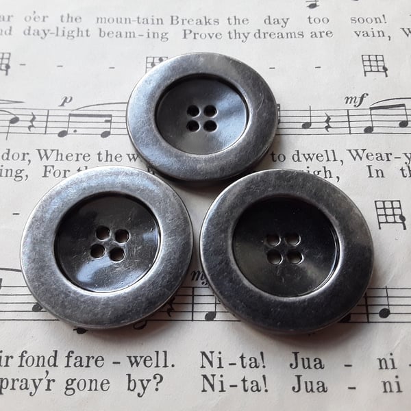 34mm 1 & 7 16" 54L "BIG" Antique Silver Buttons lightweight
