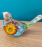 Resin Floral Bird Figurine, Yellow Dried Flowers, Handmade Ornament, Bird Lover  - Image 7