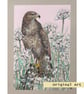 Buzzard original bird art, bird drawing, wall art - Image 1