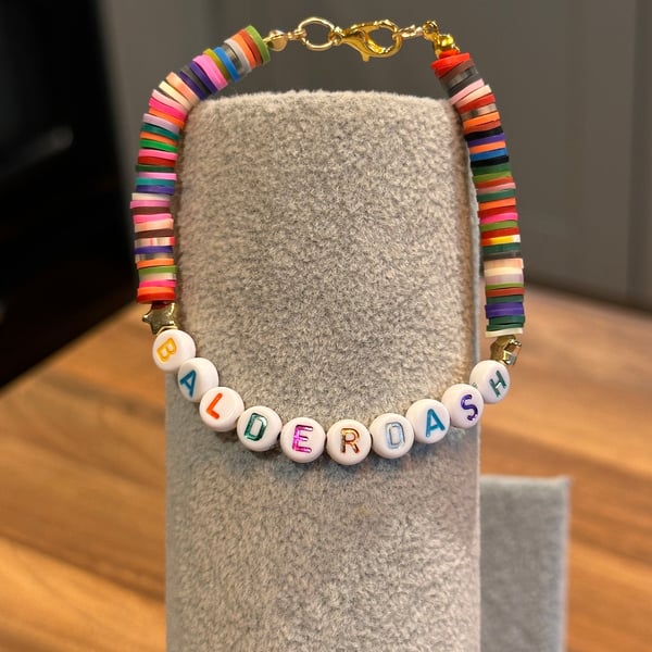Unique Handmade bracelet with charms - wordy balderdash
