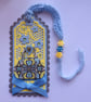 Handmade Bookmark Handbag Design Blue Yellow Grey Beads Luxury Multi Media - Image 1