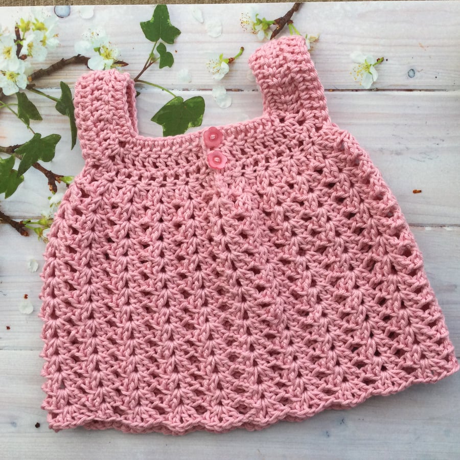 Crochet Pinafore Dress in Cotton 