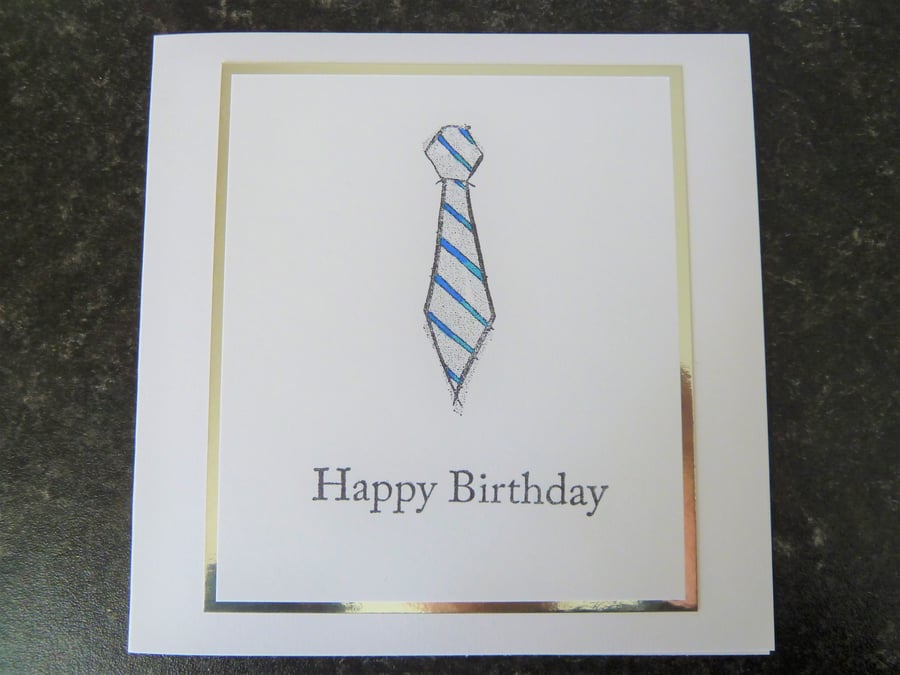 blue tie happy birthday card