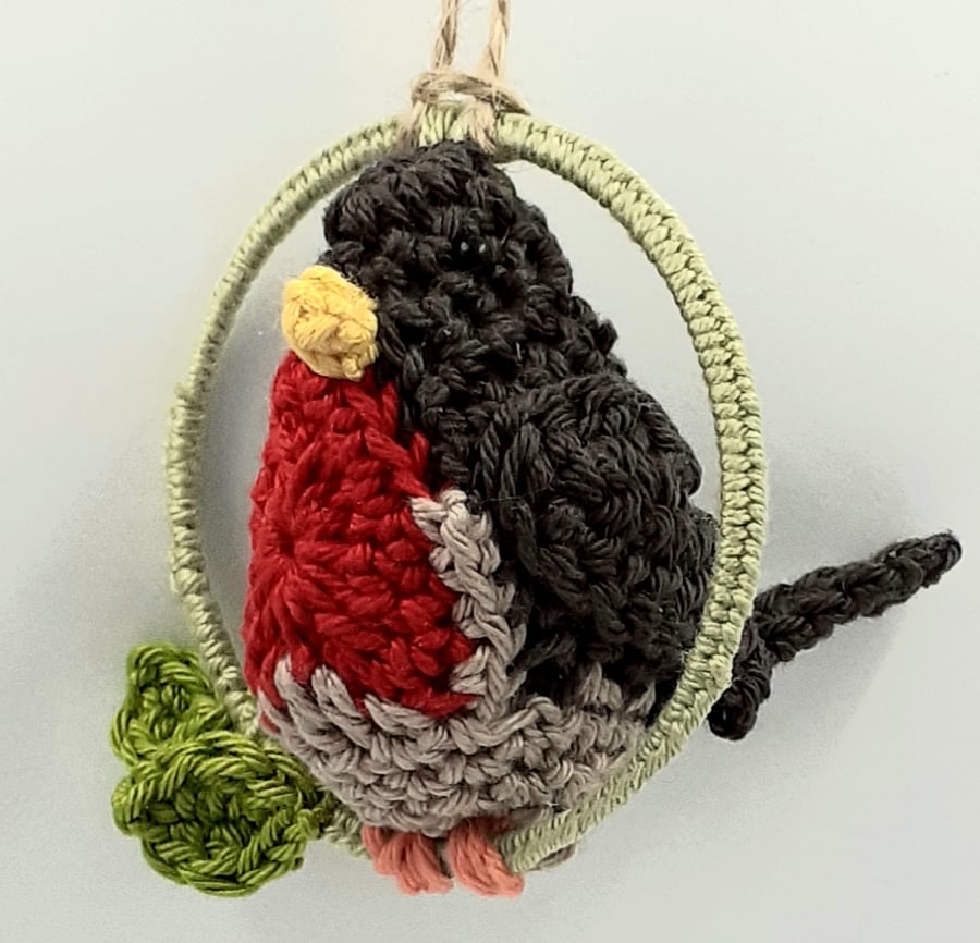 Commission Order. Crochet Robin Decoration 