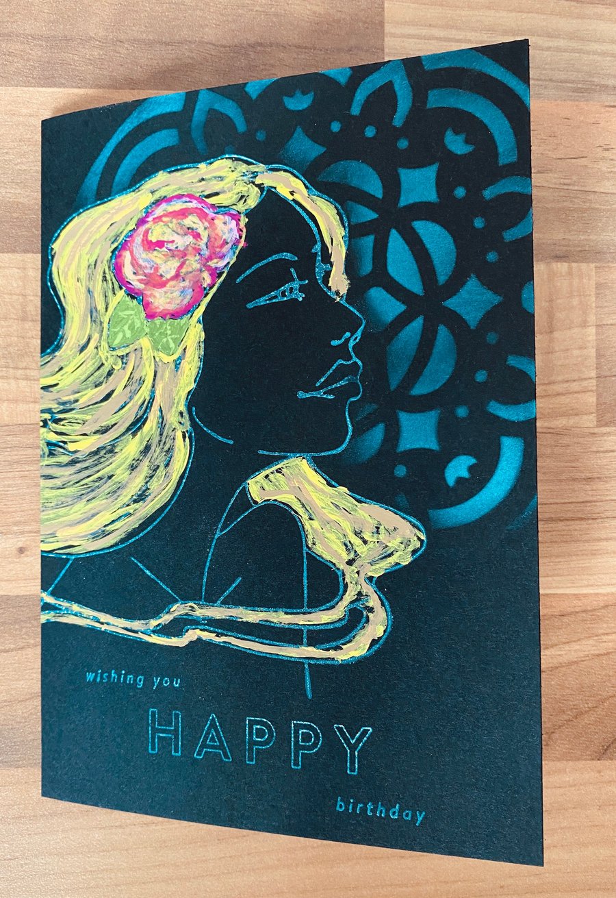 Birthday "Beautiful Gardenia Girl" Wraparound Card 