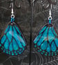 Blue Morpho Butterfly Wing Earrings: Resin Dangle, 925 Silver