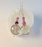 Gemstone Earrings, Green & Purple Fluorite, Sterling Silver - Handmade In Devon - Image 3