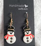 Handmade Snowman Polymer Clay Earrings. 316 Surgical Stainless Steel 
