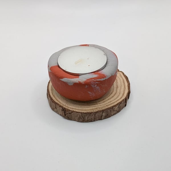 Handmade Polymer Clay Tealight Holder Terracotta & Marble Candle Holder Modern R