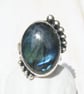 Large Labradorite Rustic Ring, Sterling Silver and Copper Ring Size R - Image 7
