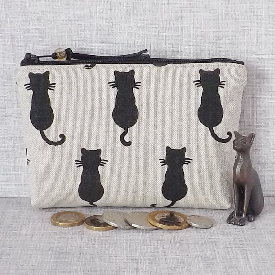 Coin purse, make up bag, black cats