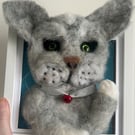 Needle Felted Kitty in Frame