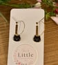 Black Cat Face Hoop Earrings, Enamel Charms, Handmade Jewellery  - Image 1