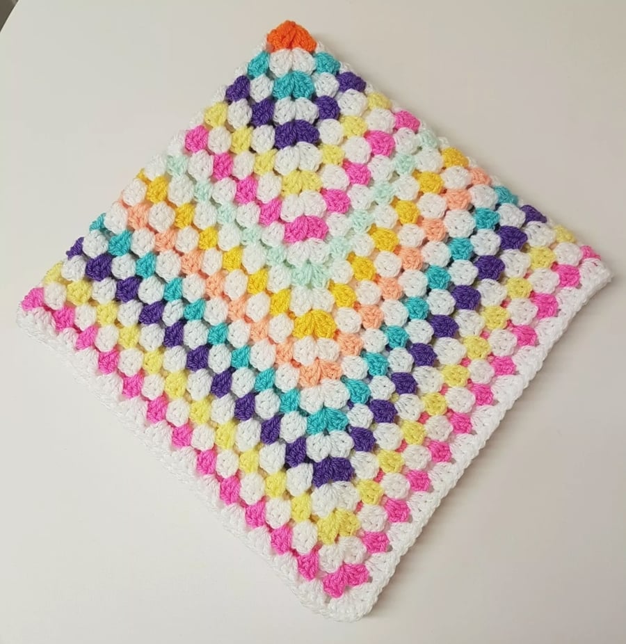 Hand crochet candy stripes baby blanket 