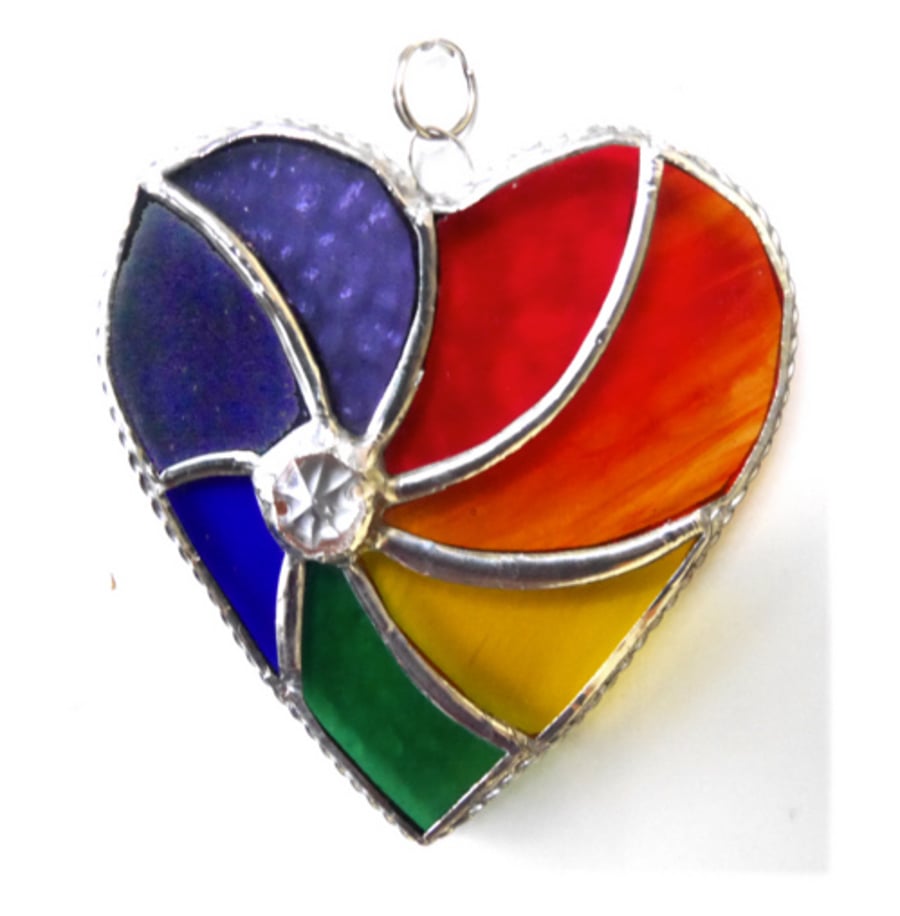 Rainbow Swirl Heart Stained Glass Suncatcher 103