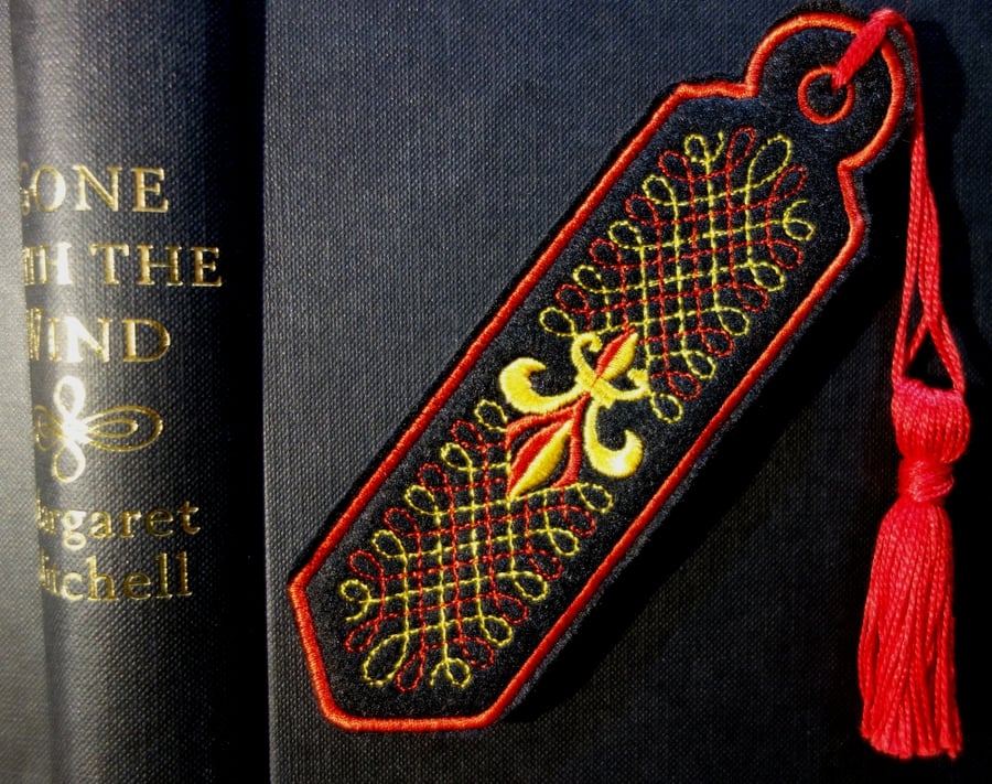 Handmade Bookmark embroidered design with coordinating tassel
