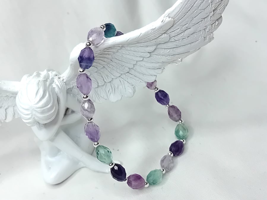 Sterling Silver Beaded Fluorite Oval Pendants Sterling Silver Beaded Fluorite Oval Pendants