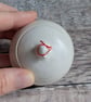 Very small handmade ceramic snowball lidded pot with mini snowman & scarf - Image 5