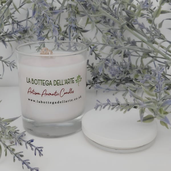 Lavender and Patchouli Scented Candle Handmade Soy Candle Relaxing Aromatherapy