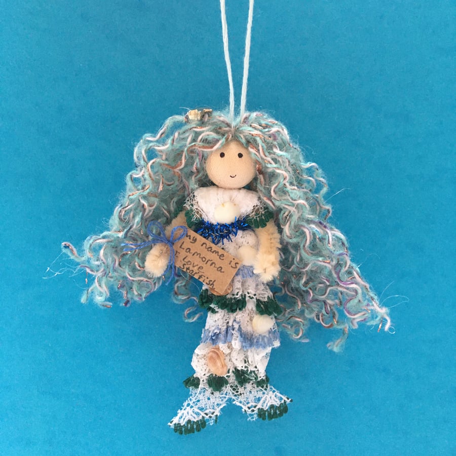 Mermaid Doll Hanging Decoration, Lamorna, Sea Themed Mermaid Gift